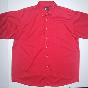 Blue Generation Mens Red Short Sleeve Button Up One Pocket Shirt Size XL